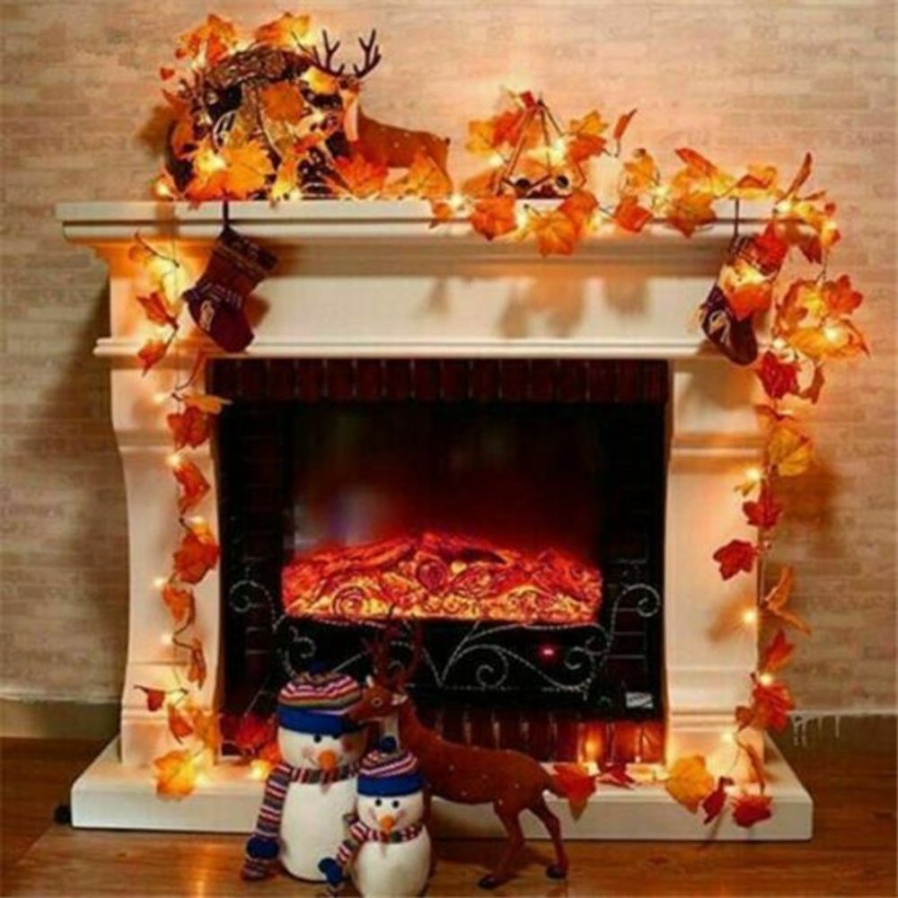 Thanksgiving Maple Leaves 30 LED Light Lamp Christmas Decor 9.8FT NWT